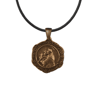 Vintage Bronze St. Anthony and the Infant Jesus, Lace Edge
