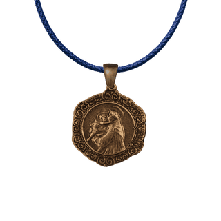 Vintage Bronze St. Anthony and the Infant Jesus, Lace Edge