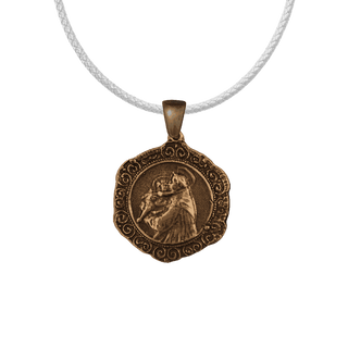 Vintage Bronze St. Anthony and the Infant Jesus, Lace Edge