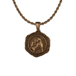 Vintage Bronze St. Anthony and the Infant Jesus, Lace Edge