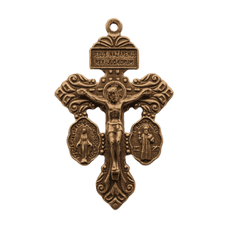Vintage Bronze Pardon Crucifix, Behold This Heart