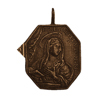 Vintage Bronze Annunciation Medal, Gabriel and the Virgin - reverse