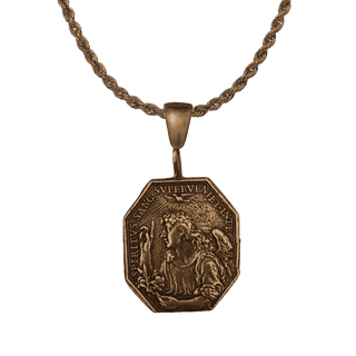 Vintage Bronze Annunciation Medal, Gabriel and the Virgin