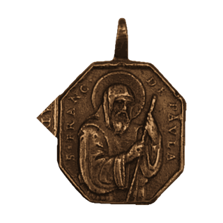 Vintage Bronze Our Lady of Solitude and St. Francis of Paola - reverse