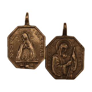 Vintage Bronze Our Lady of Solitude and St. Francis of Paola