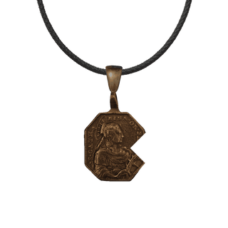 Vintage Bronze St. Catherine and St. Barbara Octagonal Medal