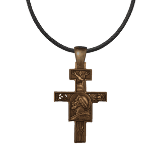 Vintage Bronze St. Francis Cross with the Blessing and Lilies