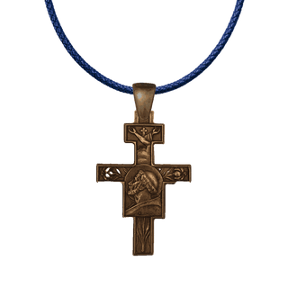 Vintage Bronze St. Francis Cross with the Blessing and Lilies