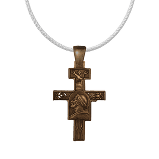 Vintage Bronze St. Francis Cross with the Blessing and Lilies