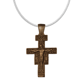 Vintage Bronze San Damiano Crucifix with the Assisi Blessing