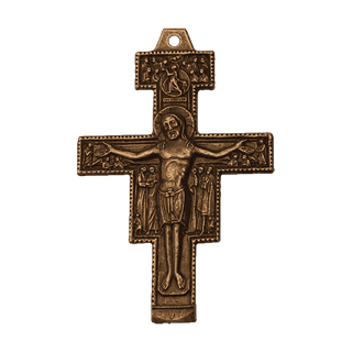 Vintage Bronze San Damiano Crucifix with the Assisi Blessing