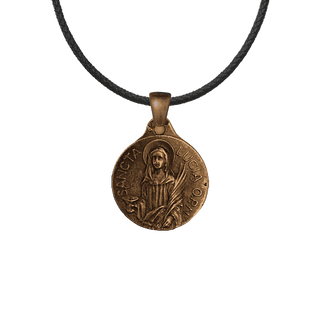 Vintage Bronze St. Lucy Medal, Sancta Lucia Ora Pro Nobis