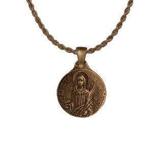 Vintage Bronze St. Lucy Medal, Sancta Lucia Ora Pro Nobis