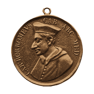 Vintage Bronze St. Charles Borromeo Medal, Humilitas Reverse