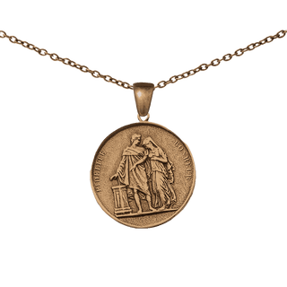 Vintage Bronze French Marriage Medal, Fidelity and Happiness