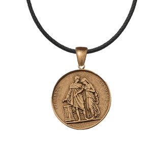 Vintage Bronze French Marriage Medal, Fidelity and Happiness