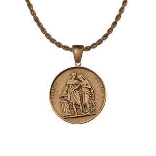 Vintage Bronze French Marriage Medal, Fidelity and Happiness