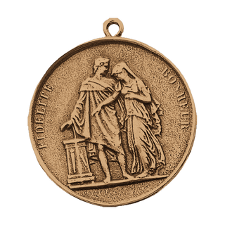 Vintage Bronze French Marriage Medal, Fidelity and Happiness