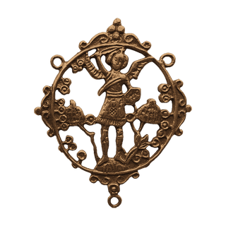 Vintage Bronze St. Michael Openwork Rosary Center