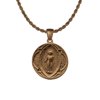 Vintage Bronze Child Jesus and Guardian Angel Medal, French