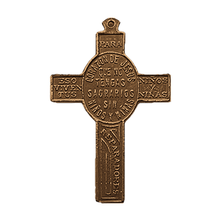 Vintage Bronze Eucharistic Reparation Cross, Adoring Children — reverse