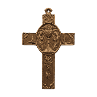 Vintage Bronze Eucharistic Reparation Cross, Adoring Children