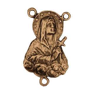 Vintage Bronze Our Lady of Sorrows Rosary Center, Star Halo