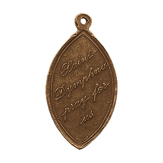Vintage Bronze St. Dymphna Medal, Pray for Us — reverse