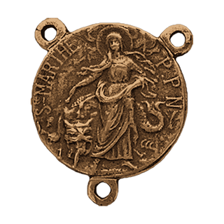 Vintage Bronze St. Martha Rosary Center with Lilies