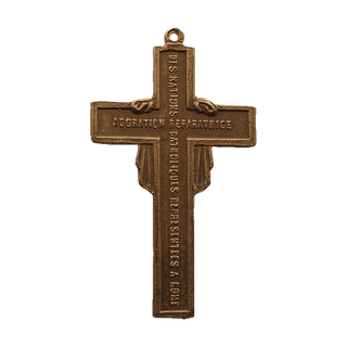 Vintage Bronze Adoration Réparatrice Holy Face Cross — reverse