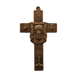 Vintage Bronze Adoration Réparatrice Holy Face Cross