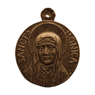 Vintage Bronze St Monica Medal with Lily