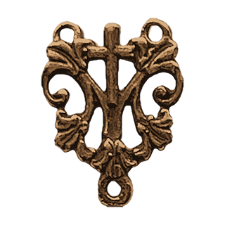 Vintage Bronze French Rosary Center with Crucifix
