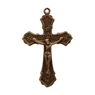 Vintage Bronze Wheat and Grapes Crucifix