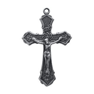 Vintage White Bronze Wheat and Grapes Crucifix