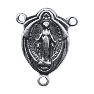 Vintage White Bronze Draped Our Lady of Grace Rosary Center