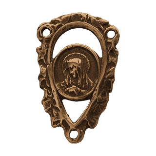 Vintage Bronze Open Frame Rosary Center with Medallion