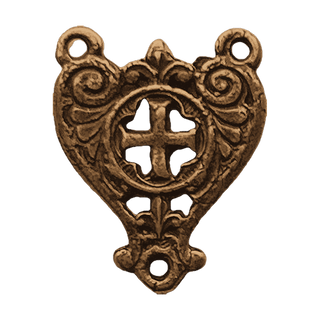 Vintage Bronze Scrollwork Cross Rosary Center