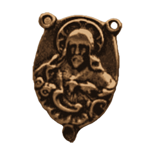 Vintage Bronze Our Lady of Mount Carmel Scapular Center — reverse