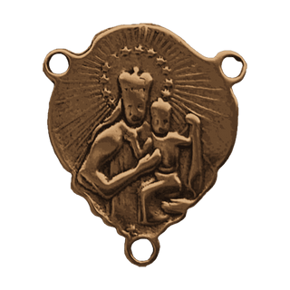 Vintage Bronze Sacred Heart and Madonna Rosary Center — reverse