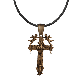 Vintage Bronze Yalalag Cross with Angels