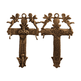 Vintage Bronze Yalalag Cross with Angels