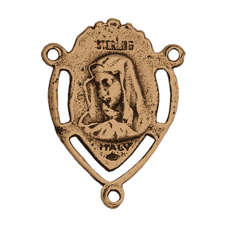 Vintage Bronze Open Sacred Heart Rosary Center — reverse