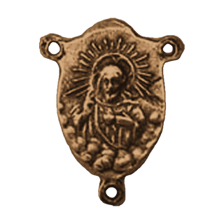 Vintage Bronze Madonna and Roses Rosary Center