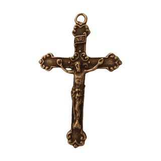 Vintage Bronze Beaded-End Crucifix with INRI Titulus