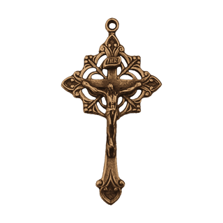 Vintage Bronze Lotus Openwork Crucifix