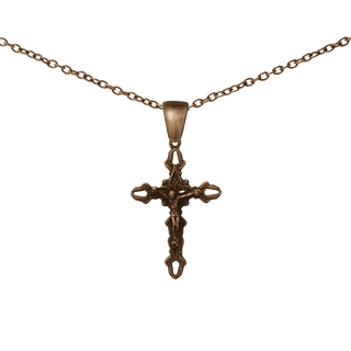 Vintage Bronze Feather Edge Openwork Crucifix