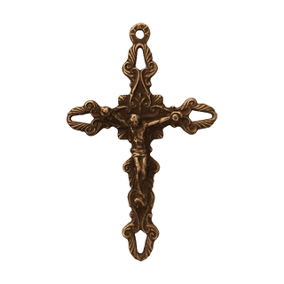 Vintage Bronze Feather Edge Openwork Crucifix