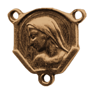 Vintage Bronze Shaped Madonna Rosary Center