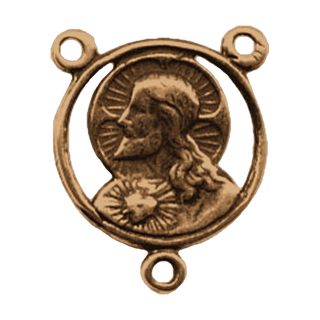 Vintage Bronze Sacred Heart in Profile Openwork Center